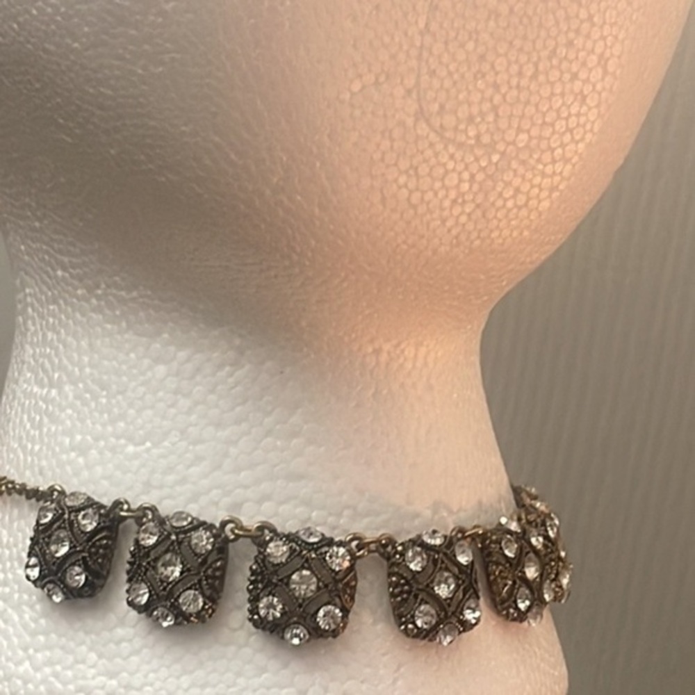 Necklace Stunning Statement Square Simulated Diam… - image 1